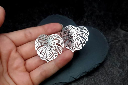 Silver color exotic leafs charms for earrings #27218