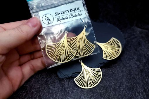 Golden exotic unusual leafs charms for earrings #27216