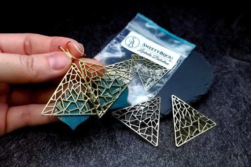 Golden color triangle shape charms for earrings #27236