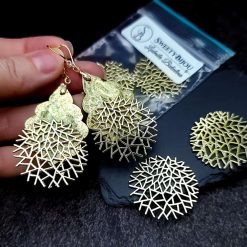 Golden color coral bushes charms for earrings #27241