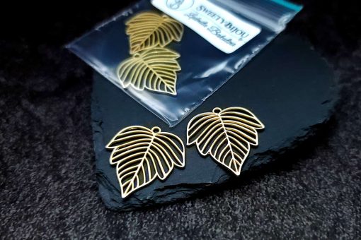 Pair of matt golden color leafs charms for earrings #27240
