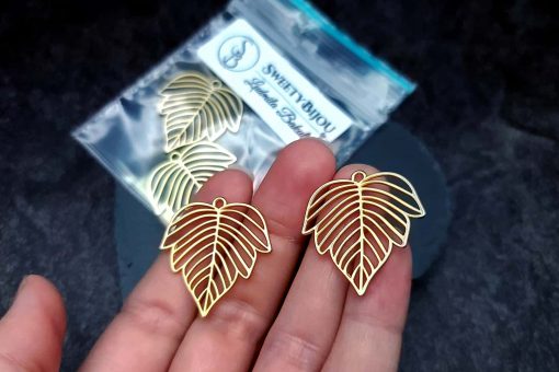 Pair of matt golden color leafs charms for earrings #27245