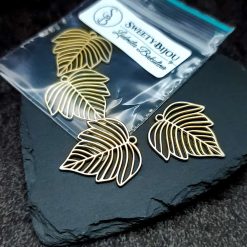Pair of matt golden color leafs charms for earrings #27246