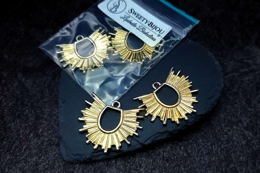 Pair of golden color half-sun charms for earrings #27248