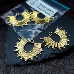 Pair of golden color half-sun charms for earrings #27251