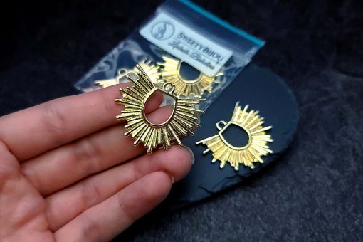 Pair of golden color half-sun charms for earrings #27254