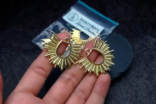Pair of golden color half-sun charms for earrings #27255