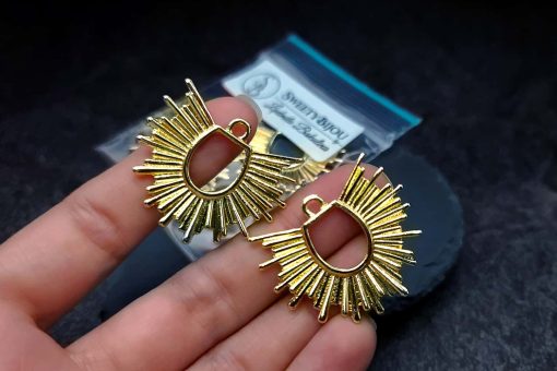 Pair of golden color half-sun charms for earrings #27257
