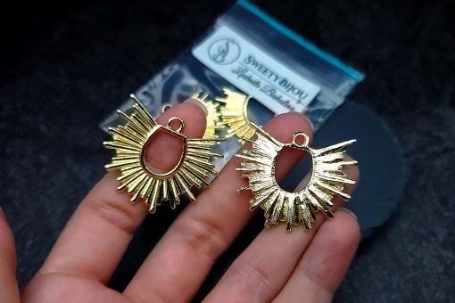 Pair of golden color half-sun charms for earrings #27259