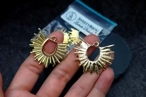 Pair of golden color half-sun charms for earrings #27261