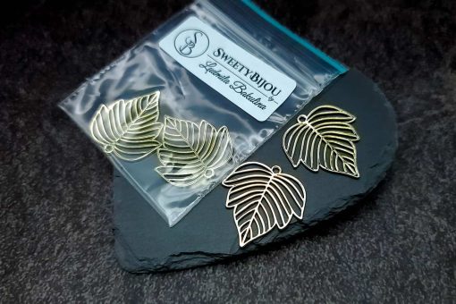 Gloss golden color leafs charms for earrings #27268