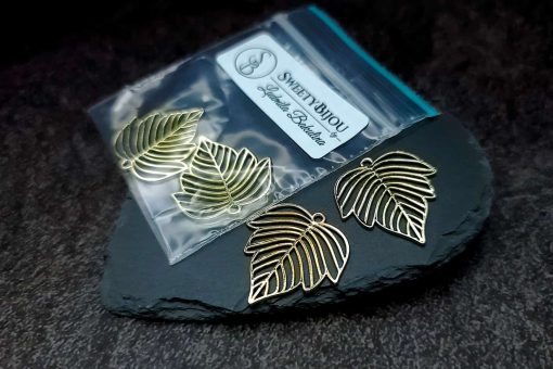 Gloss golden color leafs charms for earrings #27271