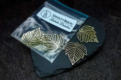 Gloss golden color leafs charms for earrings #27273