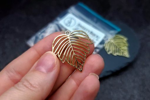 Gloss golden color leafs charms for earrings #27277