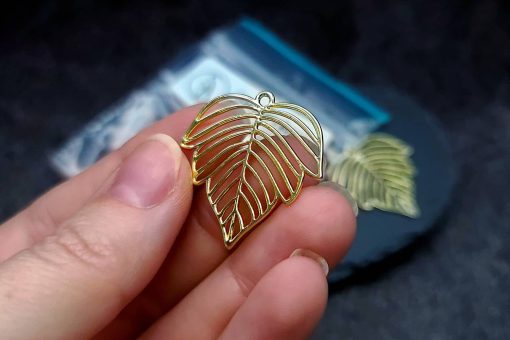 Gloss golden color leafs charms for earrings #27280
