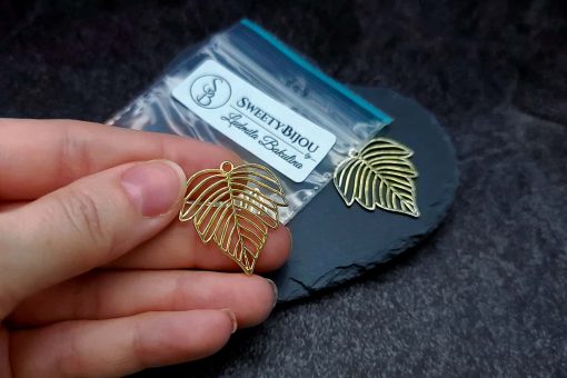 Gloss golden color leafs charms for earrings #27281