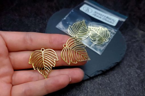 Gloss golden color leafs charms for earrings #27283