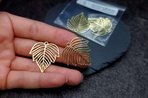Gloss golden color leafs charms for earrings #27285
