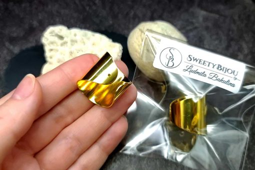 Golden color Ring cuff metal backing base #27293