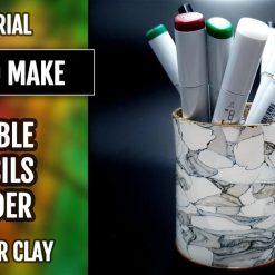 How to make polymer clay faux marble pencil holder #168787