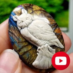 Realistic Faux carved bone Cameo vs Labradorite stone #27059