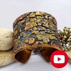 Polymer clay bracelet with tree bark texture #26613