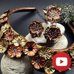 Polymer clay faux metal earrings and ring set #26460