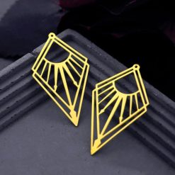 4 Raw Brass Charms "Arrows of the Sun" #33951