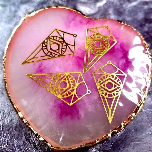 4 Raw Brass Charms "Eye of RA" #33946