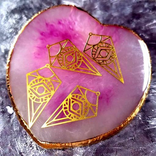 4 Raw Brass Charms "Eye of RA" #33950