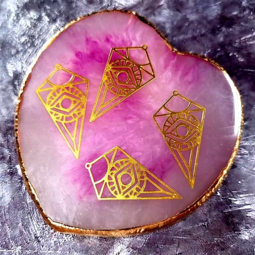 4 Raw Brass Charms "Eye of RA" #33953