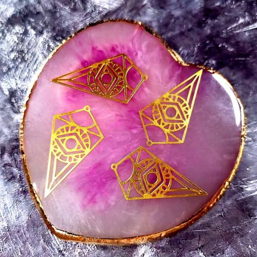 4 Raw Brass Charms "Eye of RA" #33957