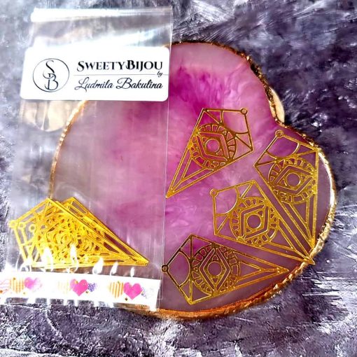 4 Raw Brass Charms "Eye of RA" #33959