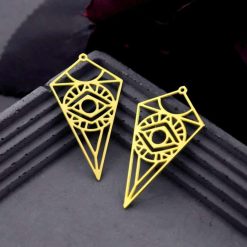 4 Raw Brass Charms "Eye of RA" #33962