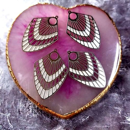 4 Stainless steel Charms "Silver Feathers" #33969