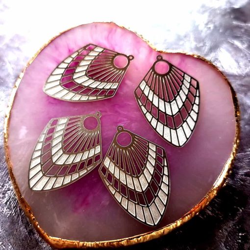 4 Stainless steel Charms "Silver Feathers" #33979