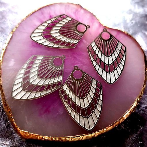 4 Stainless steel Charms "Silver Feathers" #33988