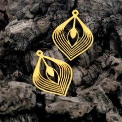 4 Raw Brass Charms "Golden Leaves" #34012