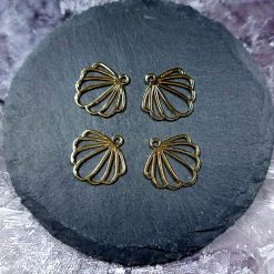 4 Glossy Golden color Charms "Shells" #33999