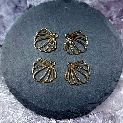 4 Glossy Golden color Charms "Shells" #33999