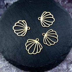 4 Matt Golden color Charms "Shells" #34006