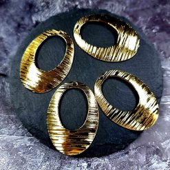 4 Glossy Golden color Charms "Ovals" #34013