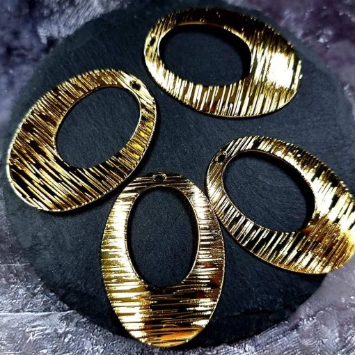 4 Glossy Golden color Charms "Ovals" #34014