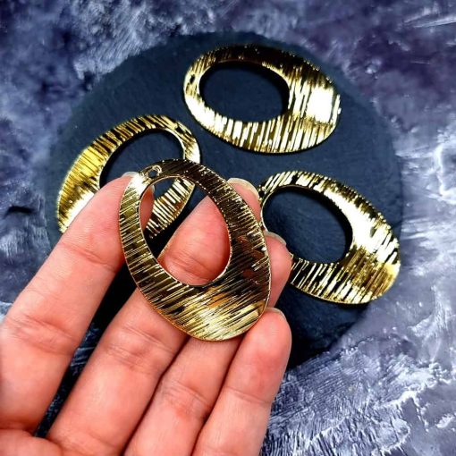 4 Glossy Golden color Charms "Ovals" #34016