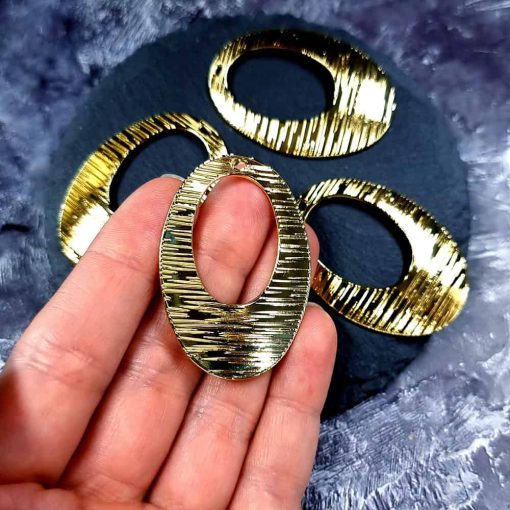 4 Glossy Golden color Charms "Ovals" #34018