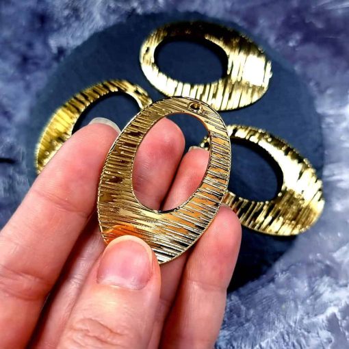 4 Glossy Golden color Charms "Ovals" #34021
