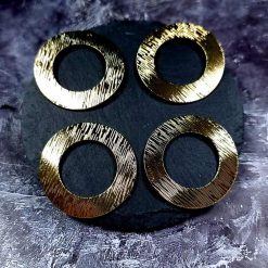 4 Glossy Golden color Charms "Circles" #34019