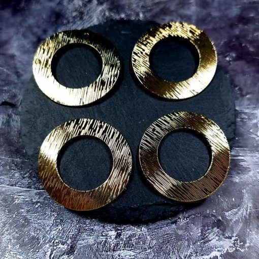 4 Glossy Golden color Charms "Circles" #34019