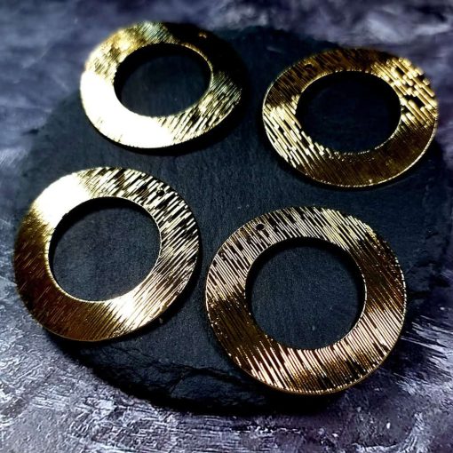 4 Glossy Golden color Charms "Circles" #34023