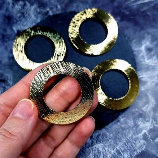 4 Glossy Golden color Charms "Circles" #34025